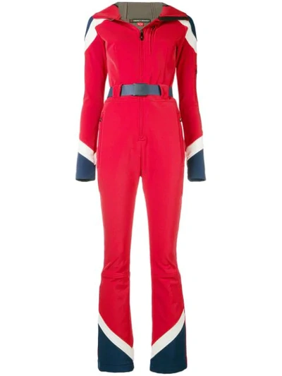 Perfect Moment Allos Belted Color-block Ski Suit In Red