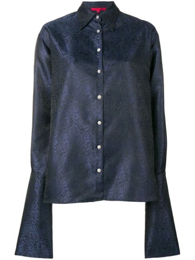Rouge Margaux Elongated Sleeve Jacquard Shirt - Blue