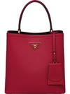 Prada Logo-plaque Tote In Red