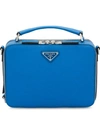 Prada Saffiano Leather Shoulder Bag In Blue