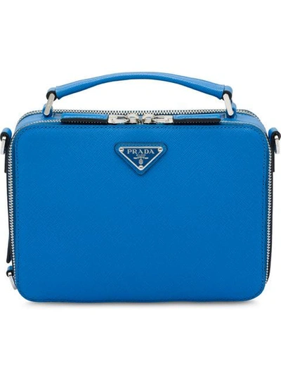 Prada Saffiano Leather Shoulder Bag In Blue