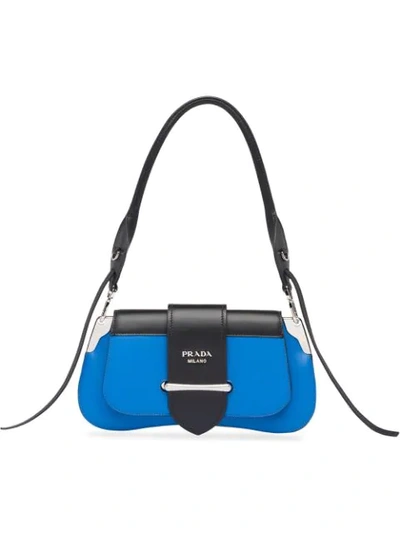 Prada Sidonie Leather Shoulder Bag In F0qnj Sea Blue+black