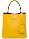 Prada Double Saffiano Leather Bag In Yellow