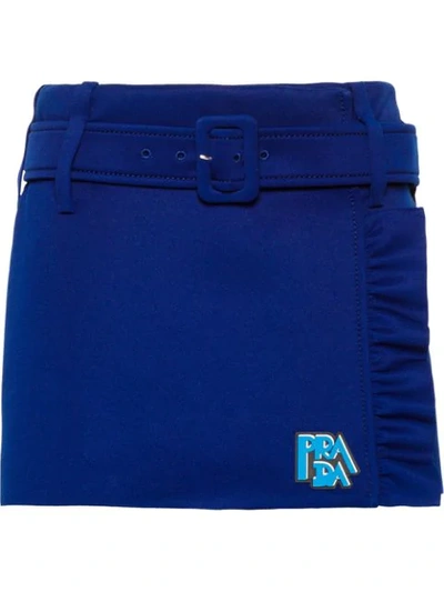 Prada Envelope Ruffled Mini Skirt In Blue