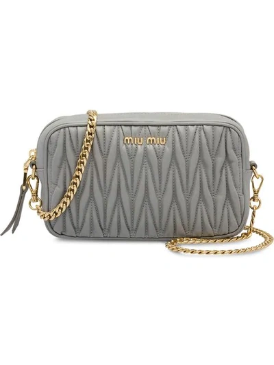 Miu Miu Matelassé Belt Bag In F0424 Cloudy Gray