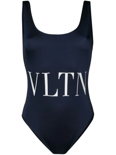 Valentino Vlnt Print Swimsuit In Blue