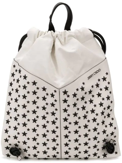 Jimmy Choo Marlon Biker Drawstring Backpack In White