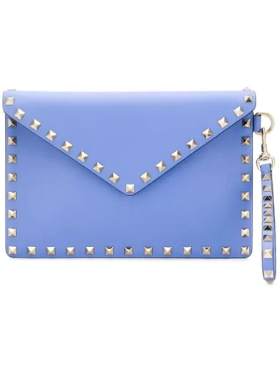 Valentino Garavani Medium Rockstud Clutch In Blue