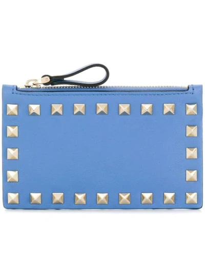 Valentino Garavani Rockstud Card Case In Blue