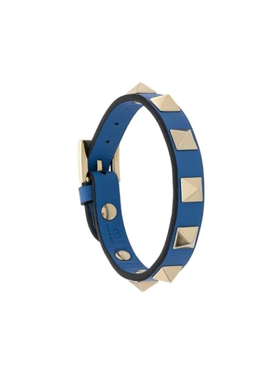 Valentino Garavani Rockstud Small Leather Bracelet In Blue