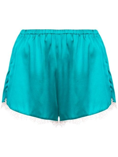 Fleur Du Mal Lace Trim Tap Shorts In Blue