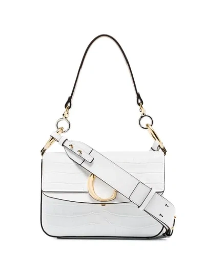 Chloé C Double Shoulder Bag In White