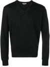 Corneliani Knitted V-neck Jumper In Black