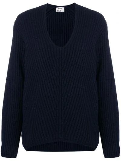 Acne Studios Deborah Ribbed Wool Sweater In Navy