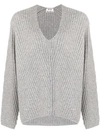 Acne Studios Deborah Oversized V-neck Wool Sweater In Pale Grey Melange