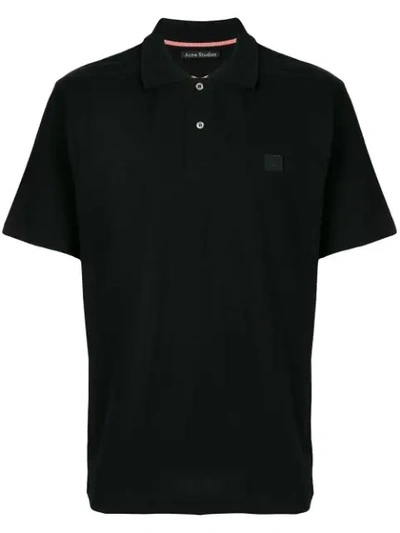 Acne Studios Newark Face Polo Shirt In Black