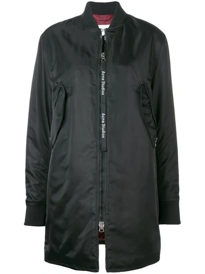 Acne Studios Long Bomber Coat In Black