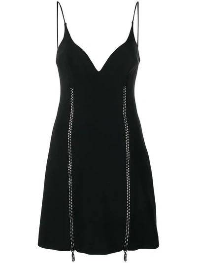 David Koma Crystal Stripe Detail Dress In Black