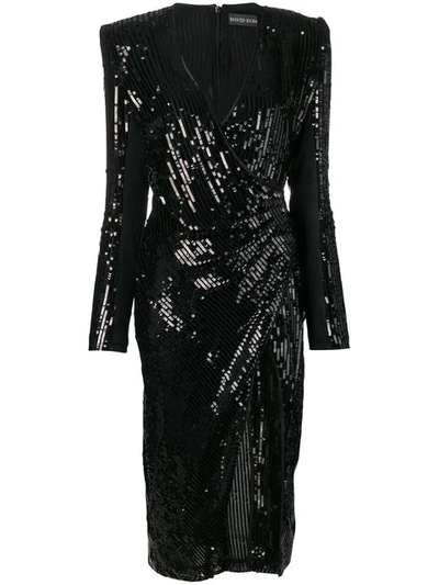 David Koma Sequin Fitted Dress In Black