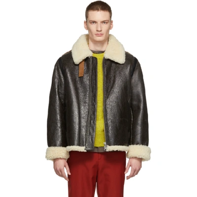 Acne Studios Shearling-lined Textured-leather Jacket In Shearling Jacket