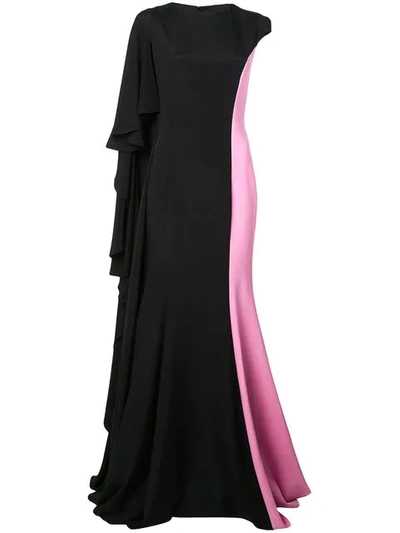 Christian Siriano Ruffled Capelet Gown In Black