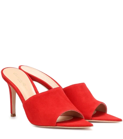 Gianvito Rossi Pointy 85 Suede Sandals In Red