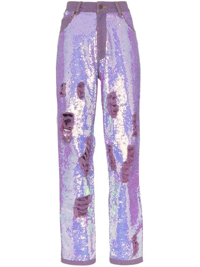Ashish X Browns Distressed Sequin Jeans In Purple