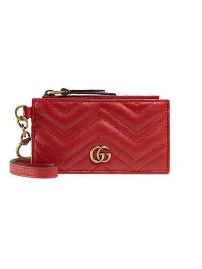 Gucci Gg Marmont Card Case In Red