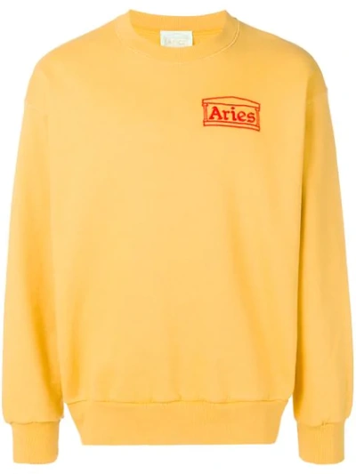 Aries - Logo Embroidered Cotton Sweatshirt - Womens - Yellow