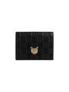 Gucci Signature Card Case With Cat In Black