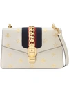 Gucci Sylvie Bee Star Small Shoulder Bag In White