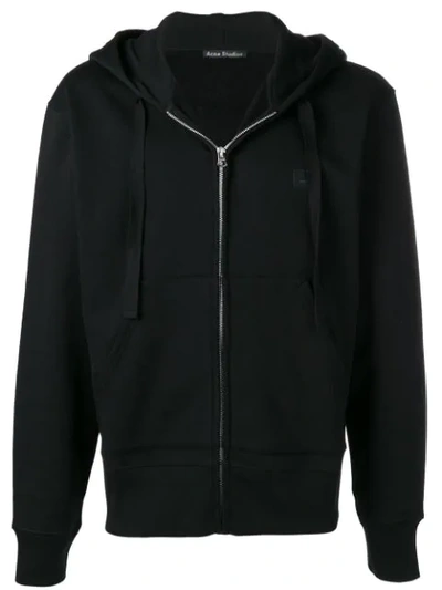 Acne Studios Ferris Zip Face Hooded Sweatshirt In Black