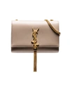 Saint Laurent Neutral Kate Tassel Leather Shoulder Bag In Neutrals