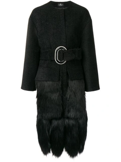 Elisabetta Franchi Faux-fur Trimmed Coat In Black