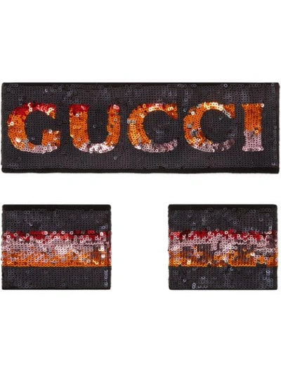 Gucci Super-shine Sequin Headband & Cuff Set In Black