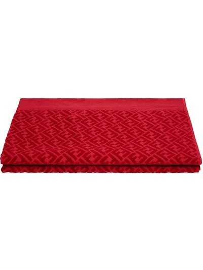 Fendi Ff Logo Beach Towel In Red