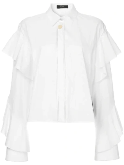 Ellery Voltaire Frill Sleeve Shirt In White
