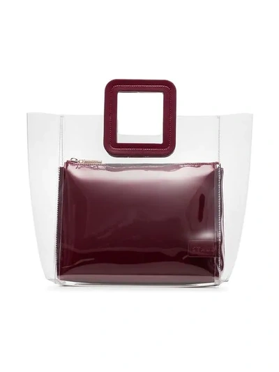 Staud Shirley Clear Pvc And Patent Tote Bag In Red