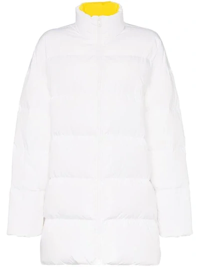 Calvin Klein Jeans Est.1978 1978 Logo Stripe Print Goose And Feather Down Puffer Jacket In White