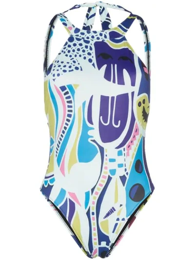 Ellie Rassia Night Walkers High Neck Backless Swimsuit In Multicoloured