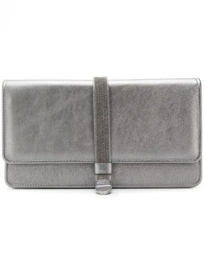 Fabiana Filippi Embellished Strap Wallet In Silver