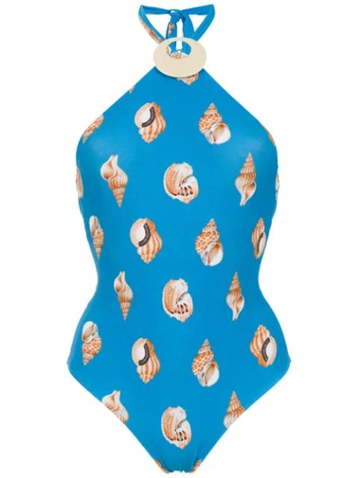 Adriana Degreas Conchiglie Swimsuit In Blue