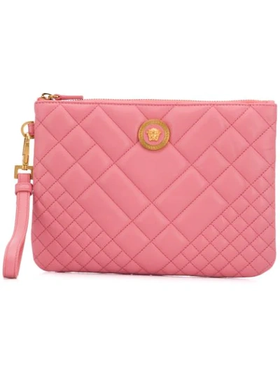 Versace Quilted Medusa Clutch In Pink