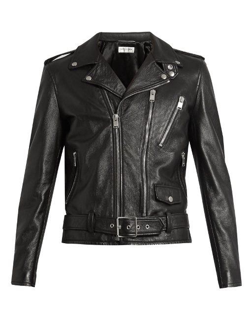 Saint Laurent Blood Luster Embellished Leather Biker Jacket | ModeSens