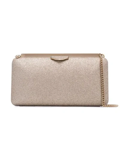 Jimmy Choo Dusty Glitter Ellipse Clutch Bag In Gold