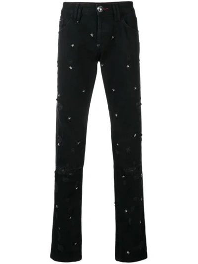 Philipp Plein Star Studded Jeans In Black