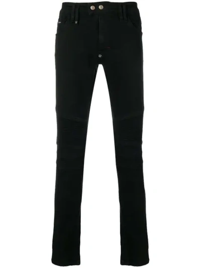 Philipp Plein Biker Statement Skinny Jeans In Black