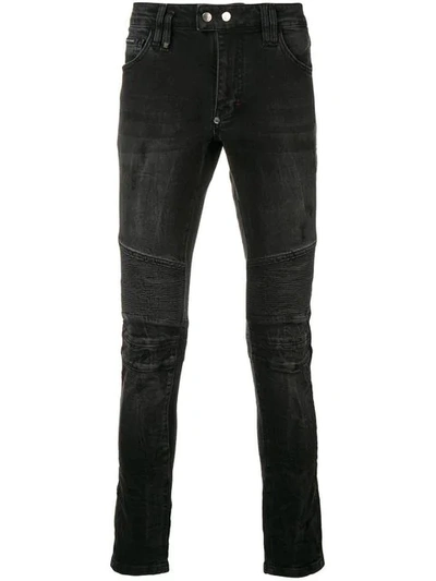 Philipp Plein Biker Skinny Jeans In Black