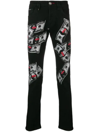 Philipp Plein Dollar Bill Skinny Jeans In Black