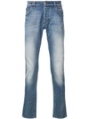 Philipp Plein Faded Slim-fit Jeans In Blue